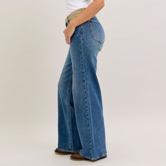 NEW🎉Judy Blue MR Column Straight Jeans with Corduroy Waist - Picture 6 of 11